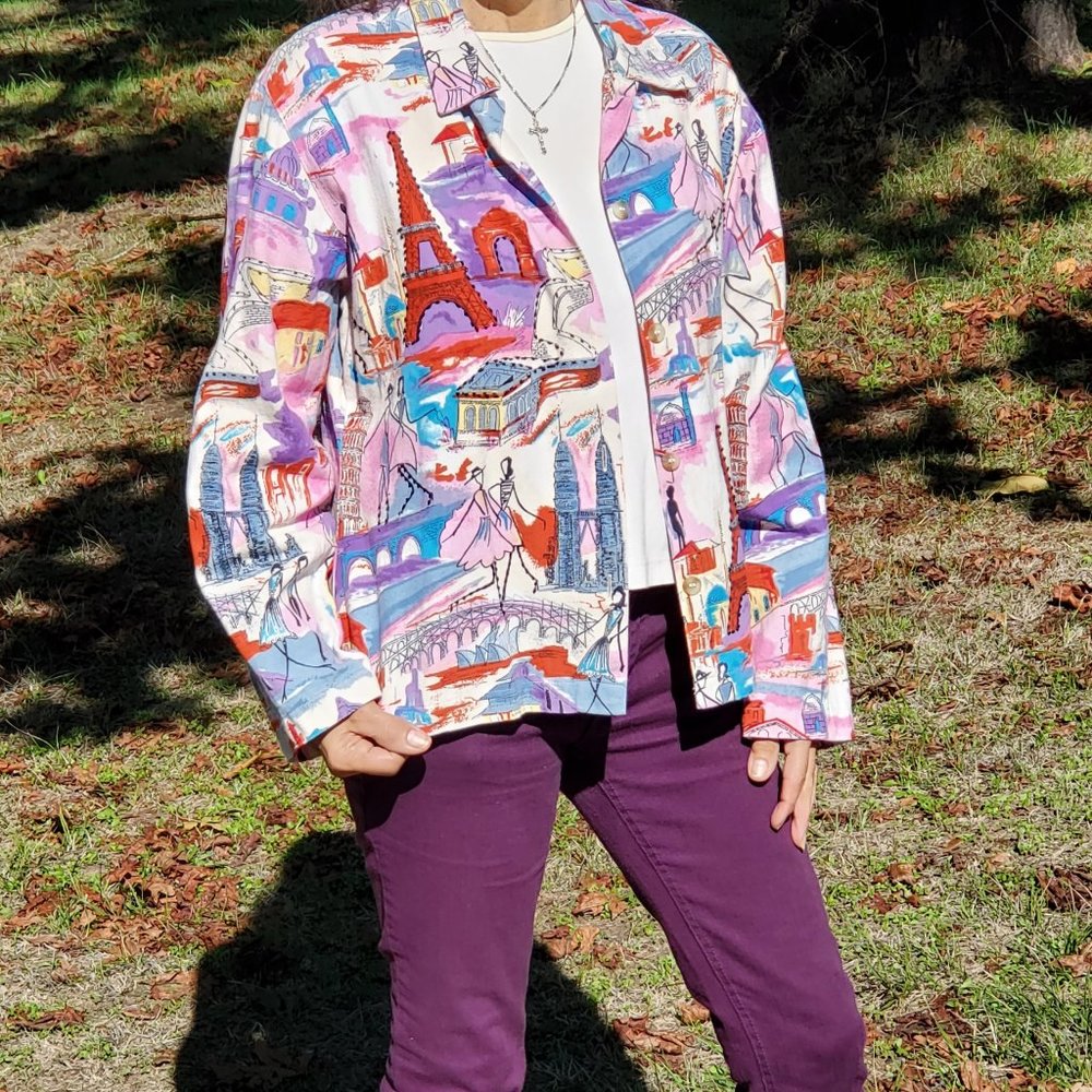 Keren Hart Vintage Wearable Art Shacket, Size Large